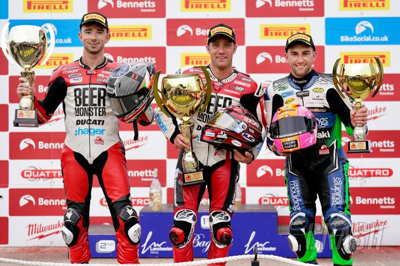 Oulton Park, Race Three, Podium , Irwin,Bridewell, Jackson, round 9 , 2023 showdown, BSB, British Superbikes